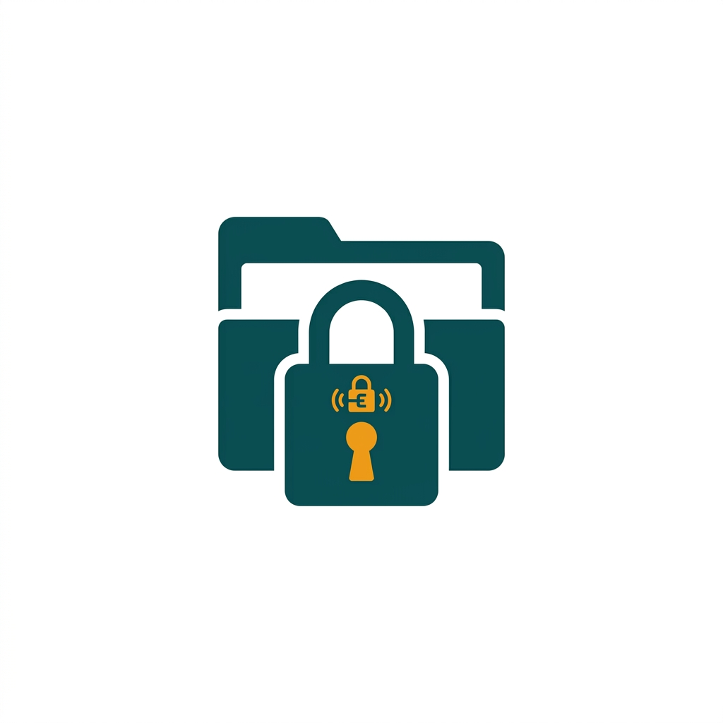 a digital padlock locking a folder icon, representing file encryption and protection