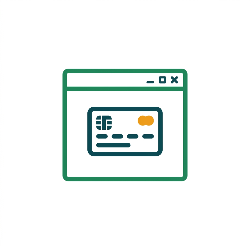 a browser window with a solid green border and a credit card icon inside