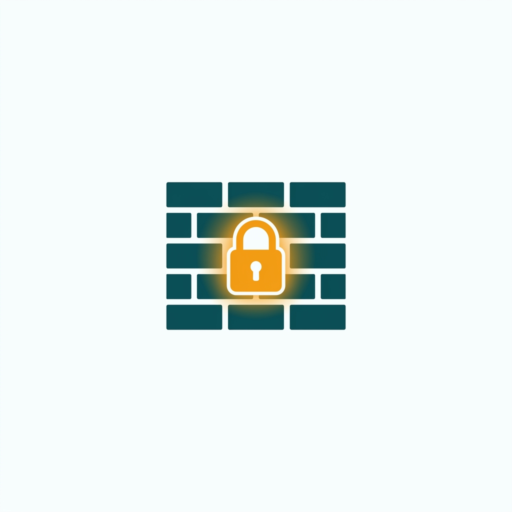a stylized brick wall with a glowing lock symbol in the center