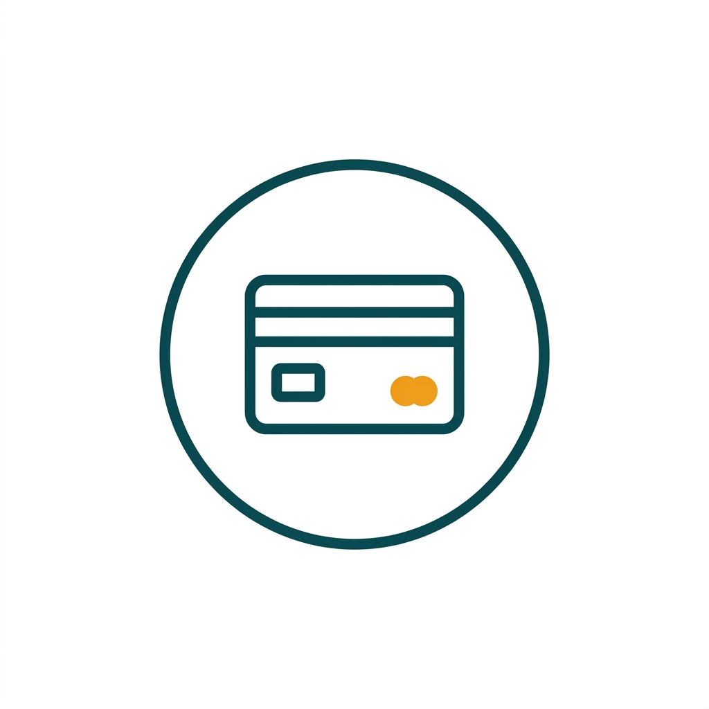 a simple outline of a credit card inside a protective circle