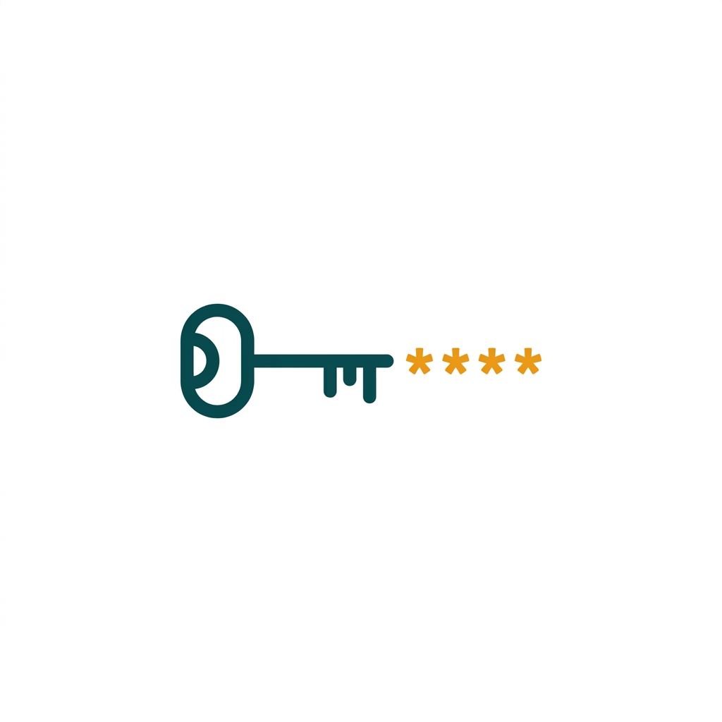 a simple key icon next to a series of asterisks representing a password