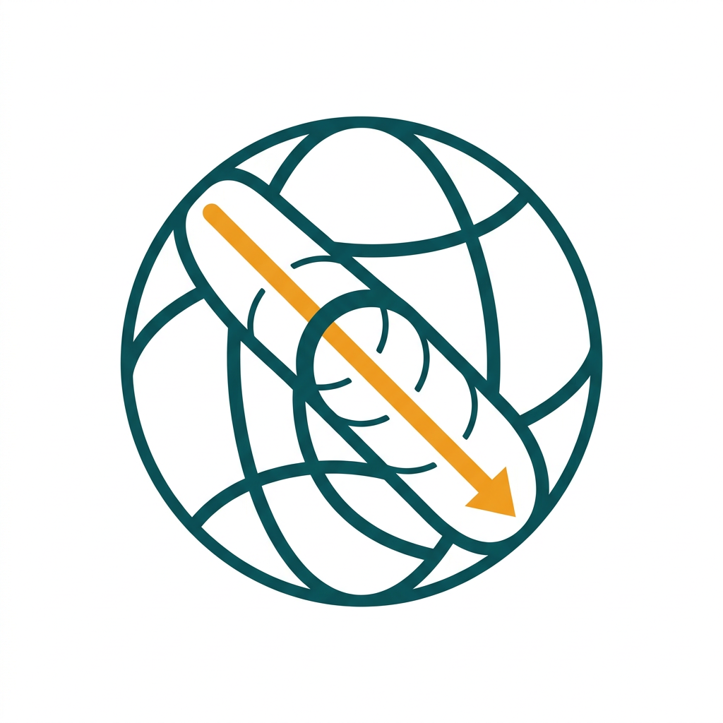 a minimal icon of a globe with a tunnel going through it