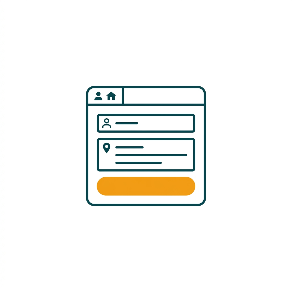 a simple user input form with fields for name, address, and a submit button, minimal vector style
