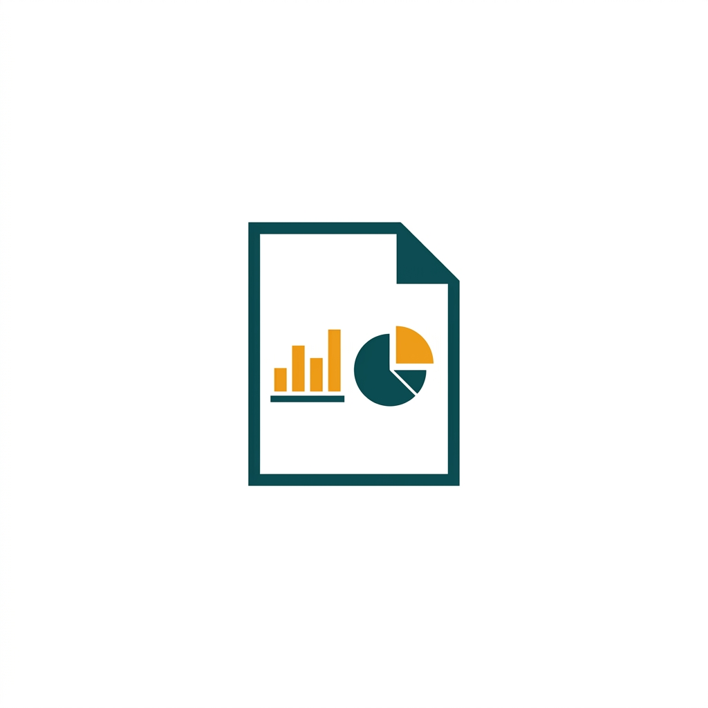 a stylized bar chart and a pie chart on a document page, representing a professional report