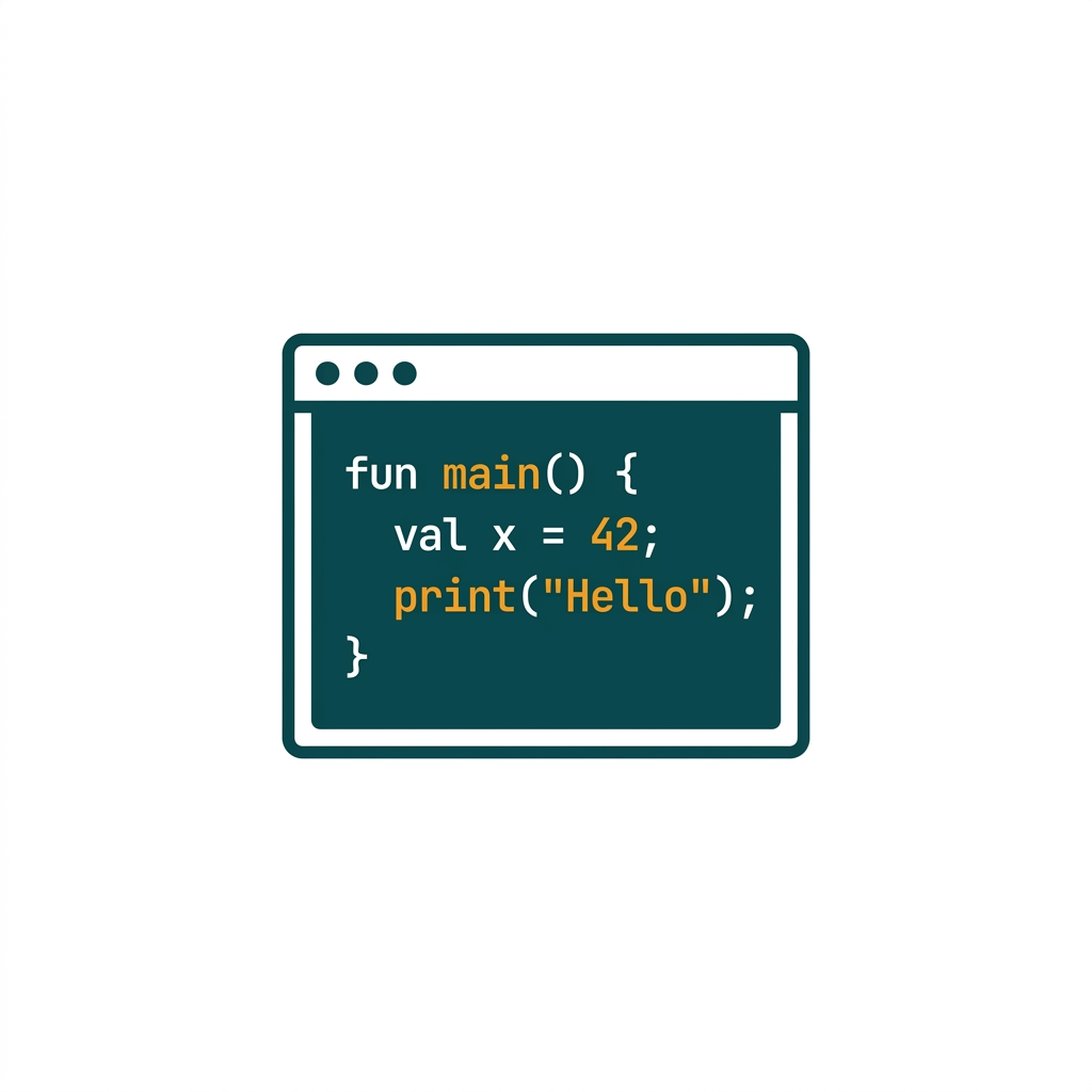 a code editor window showing a few lines of simple script with syntax highlighting