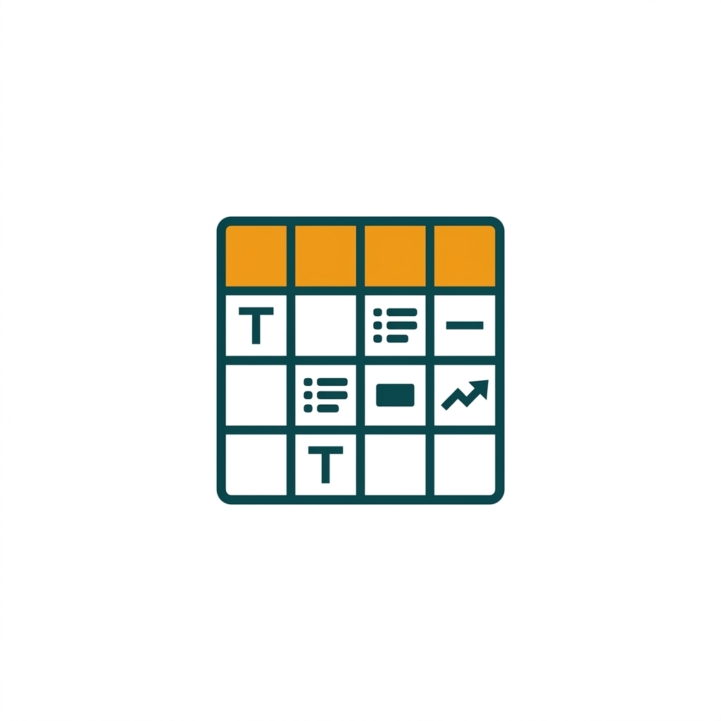 a grid of data cells representing a database table with rows and columns
