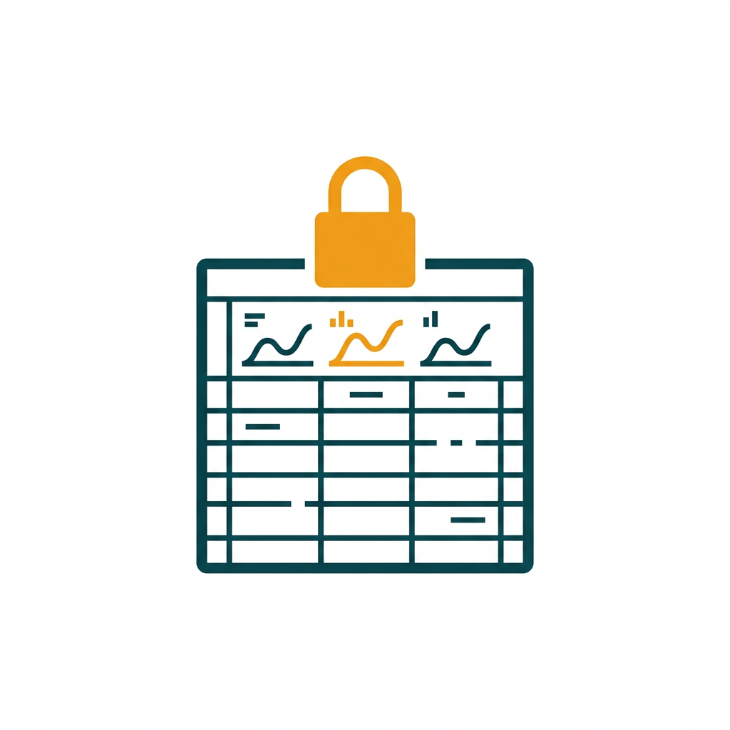 a small padlock icon hovering over a protected spreadsheet worksheet