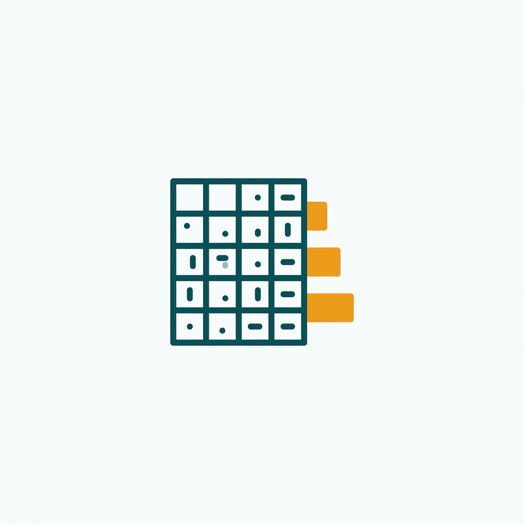a grid of spreadsheet cells with numbers and a simple bar chart graphic