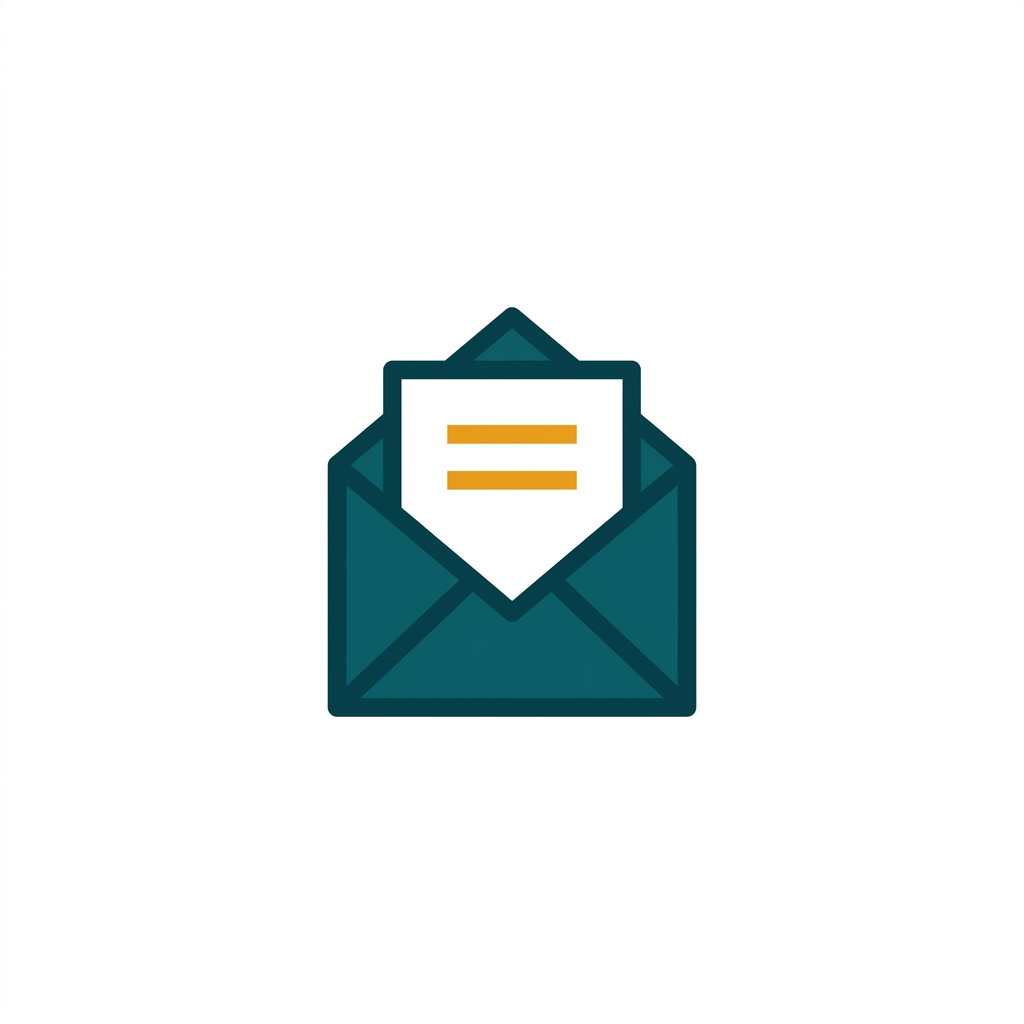 an open blue envelope icon with a paper document emerging from it