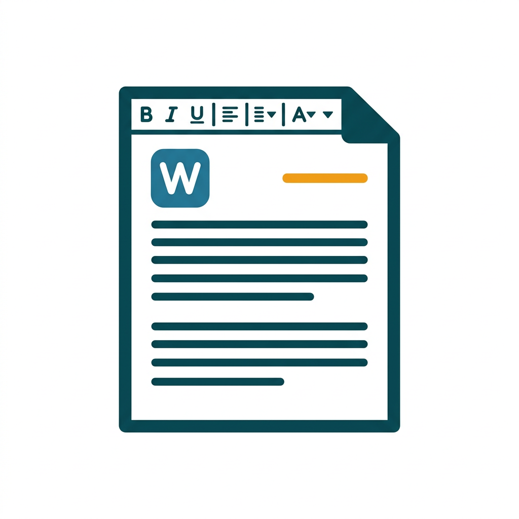 a single open word processor document page with the classic blue 'W' icon and a ribbon toolbar