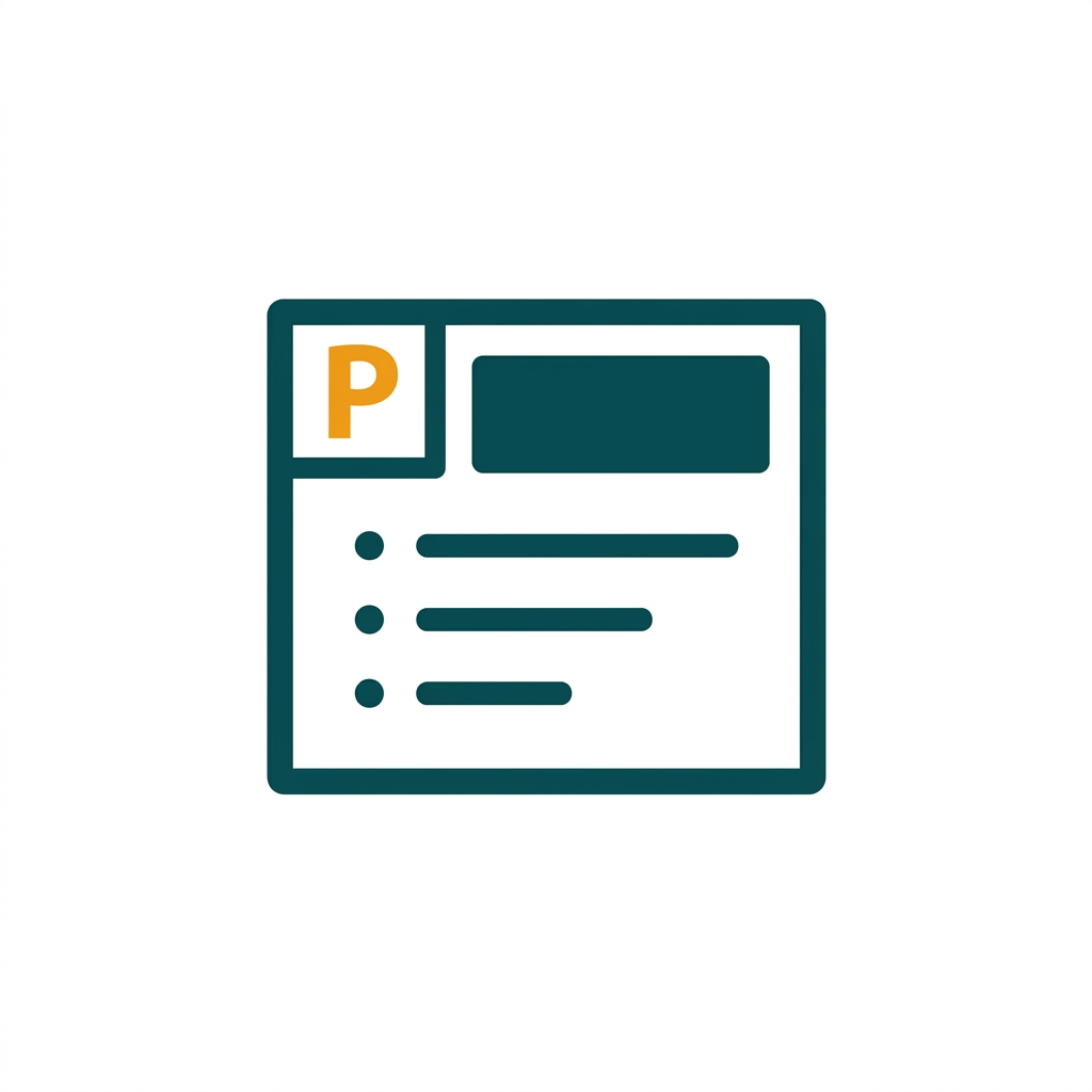 a presentation slide with a title and bullet points, with the classic orange 'P' icon