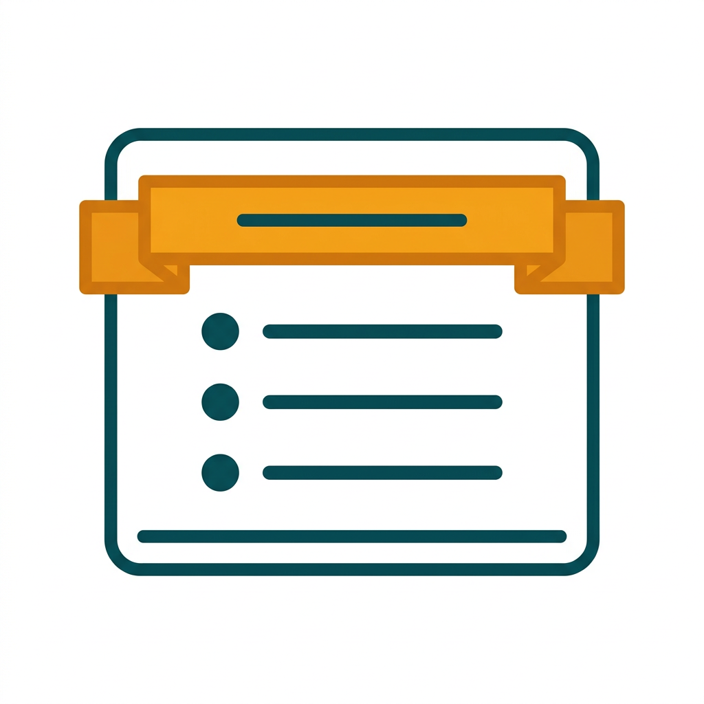 a presentation slide with a title and bullet points, orange header ribbon interface design