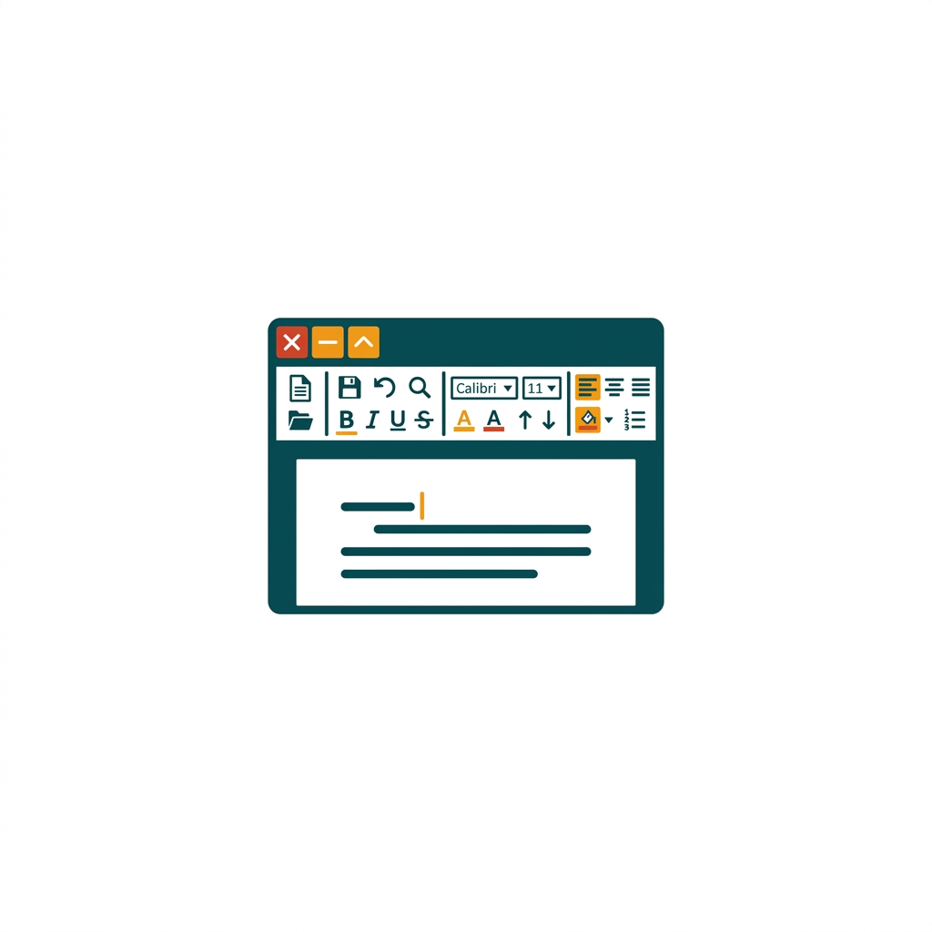 a single open word processor document page with classic ribbon toolbar and text formatting options