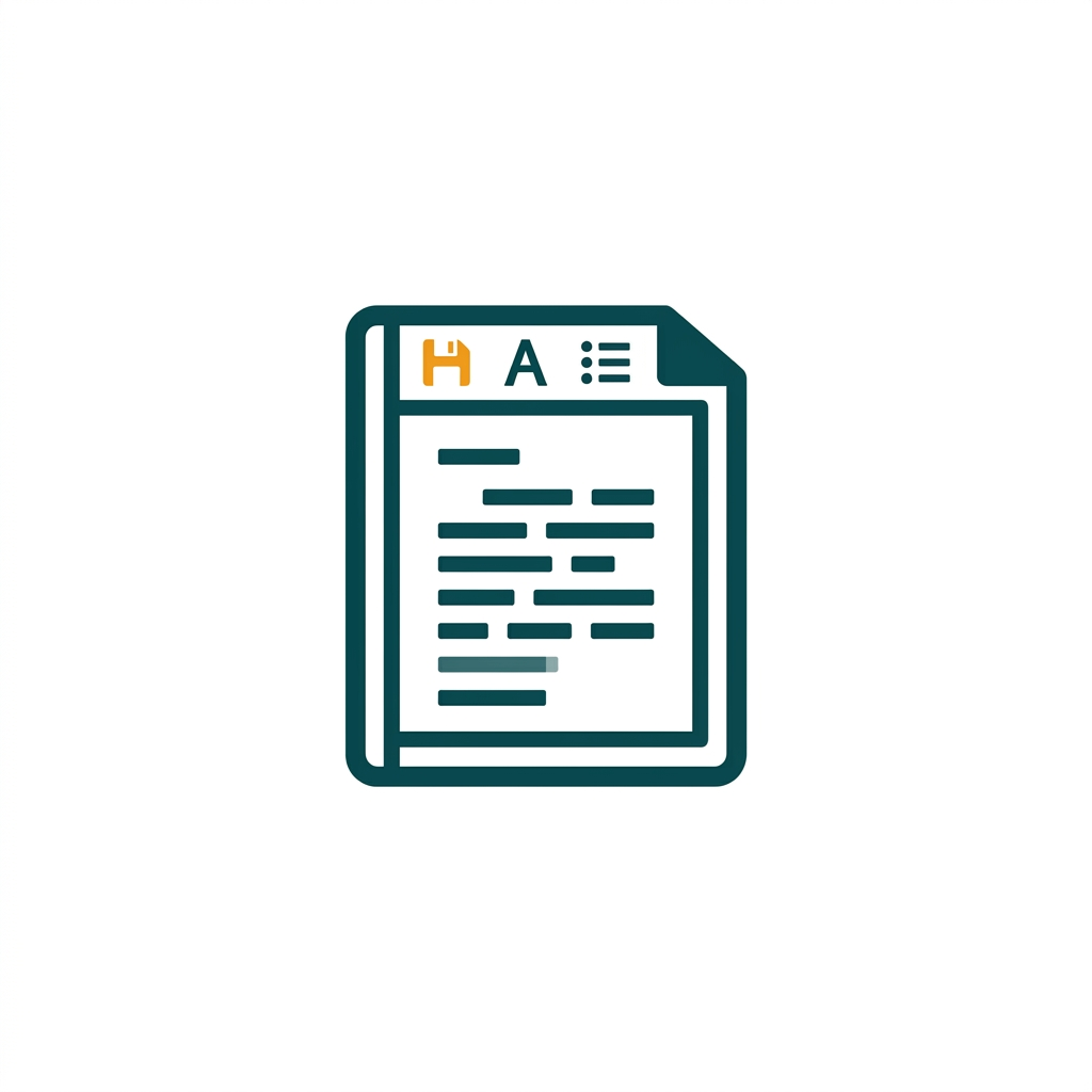 an open document with text, a simple top ribbon toolbar with classic icons