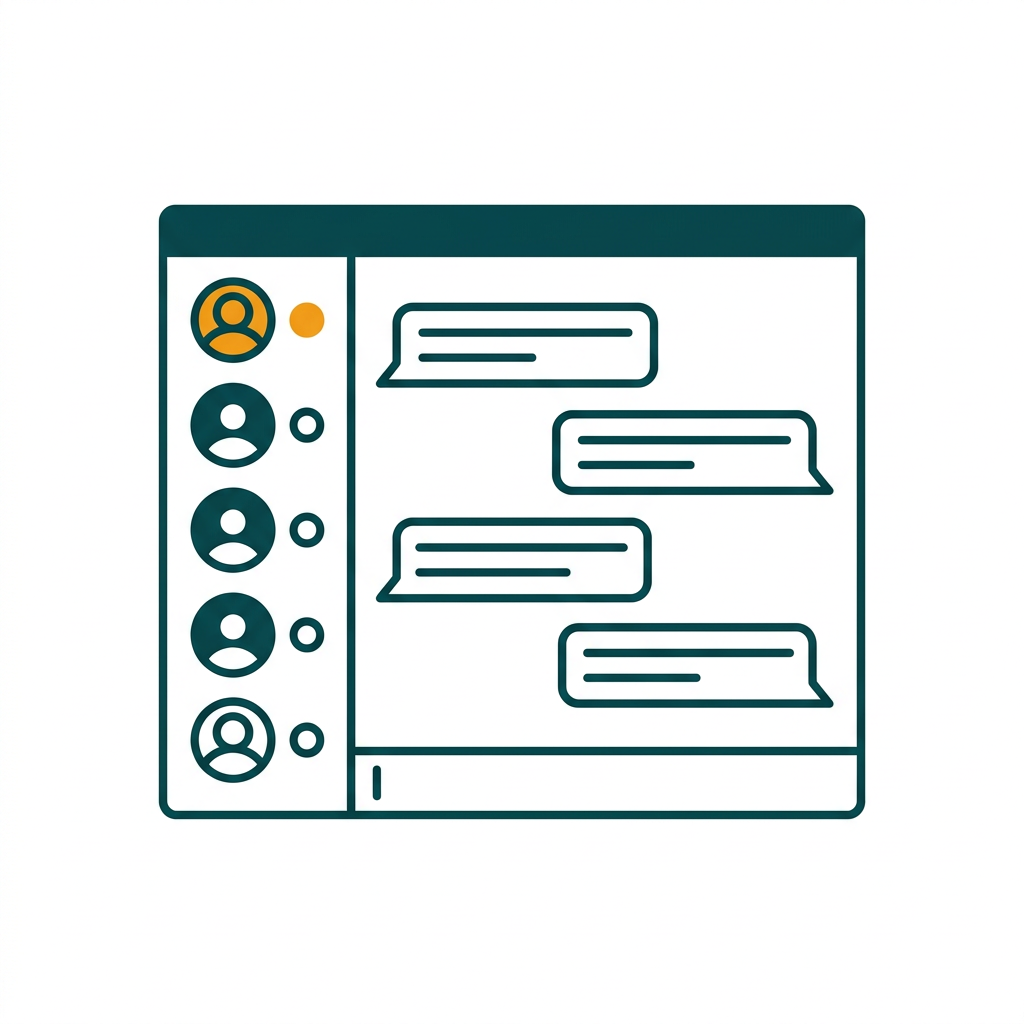a simple chat window with a contact list on the side, presence status indicators