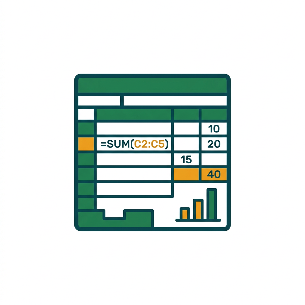 a spreadsheet grid with charts and formulas visible, classic green interface elements