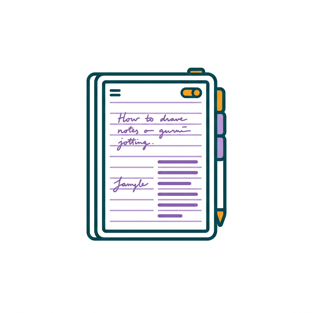a digital notebook with handwritten notes and typed text, purple color scheme