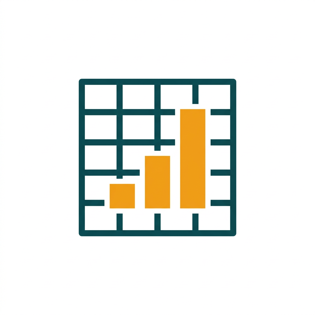 a grid of spreadsheet cells with a rising bar chart graphic overlayed