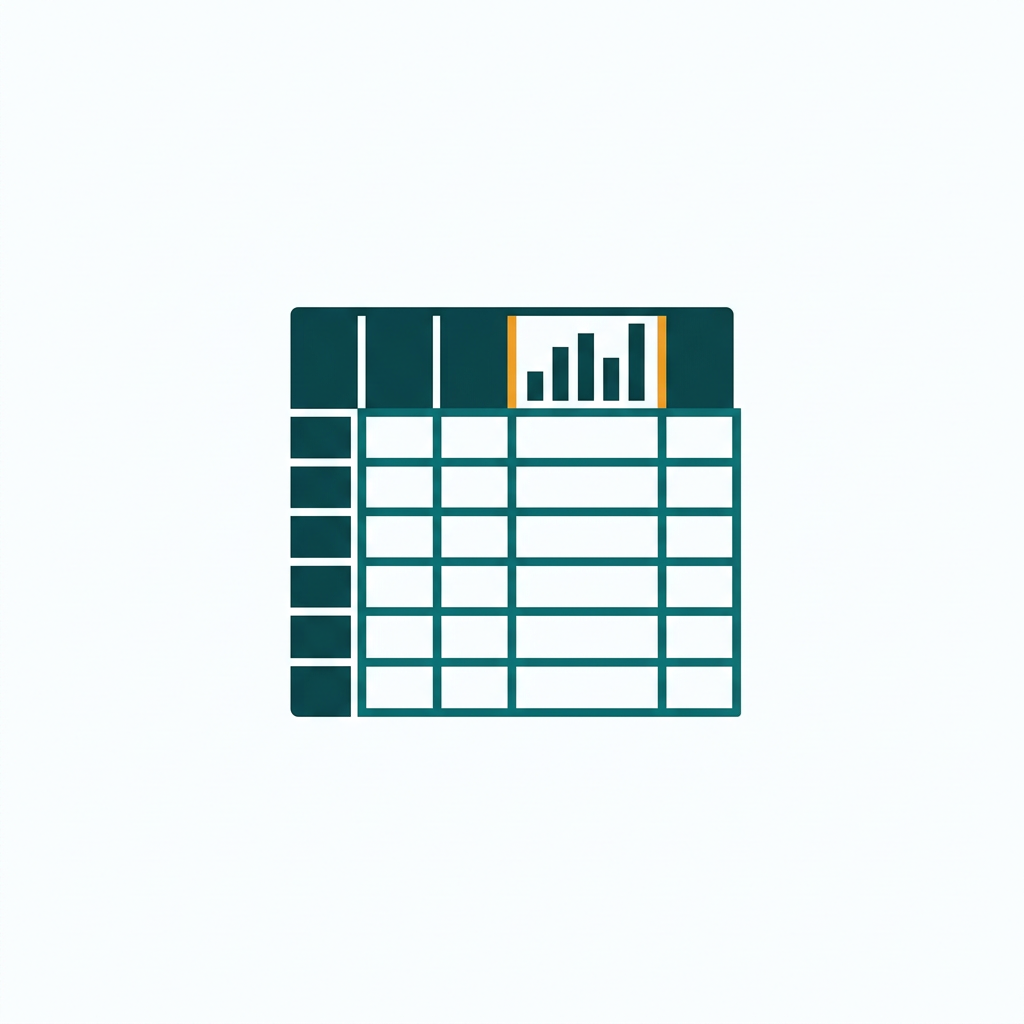 a spreadsheet grid with cells, rows, columns, and a small bar chart icon