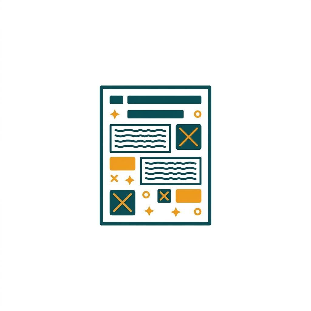 a desktop publishing layout with text boxes, image placeholders, and design elements