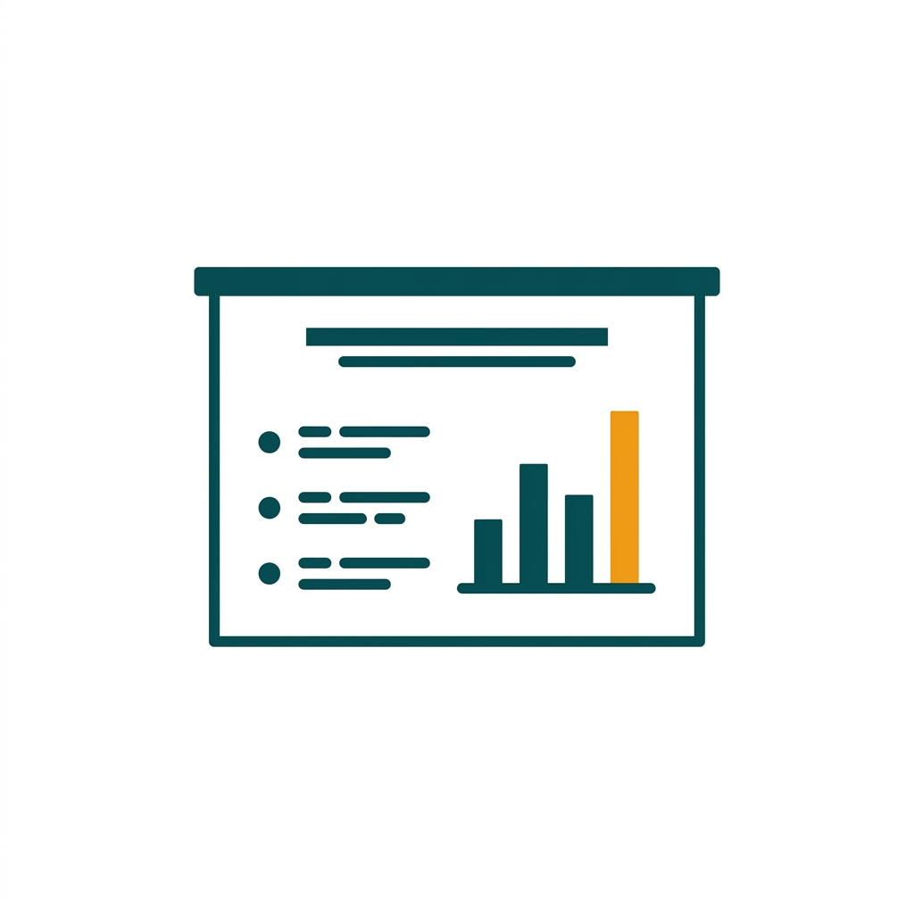a presentation slide with a title, bullet points, and a simple bar chart