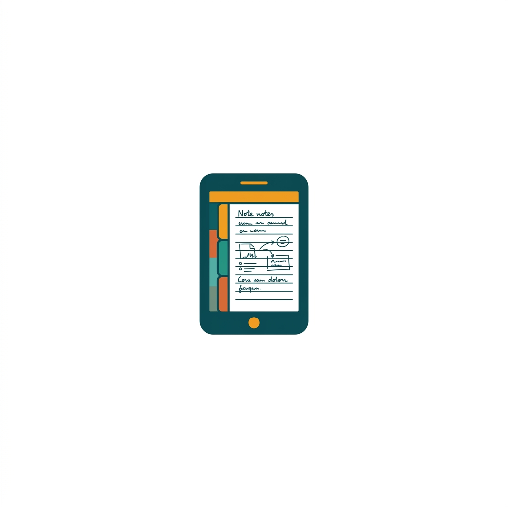 a digital notebook interface with different colored tabs and handwritten notes