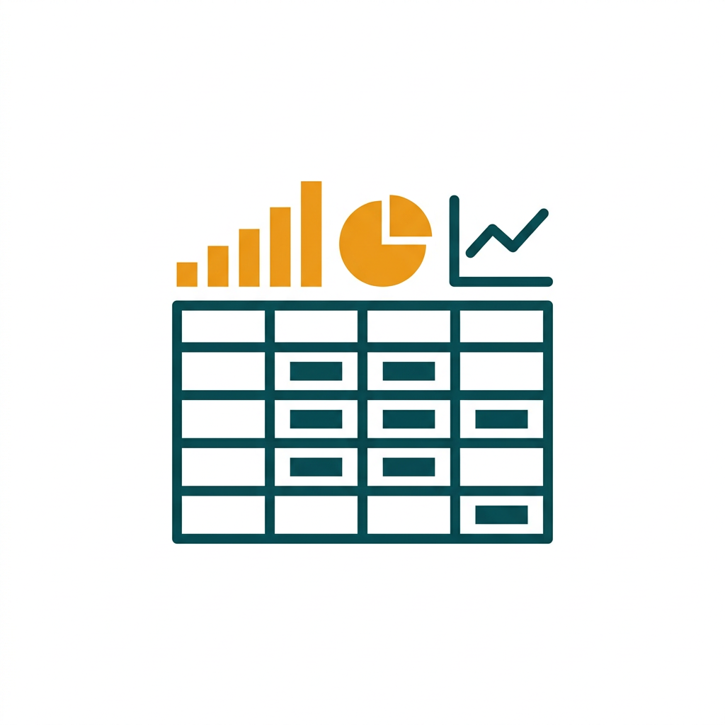 a spreadsheet grid with colorful charts and graphs, showing financial data analysis