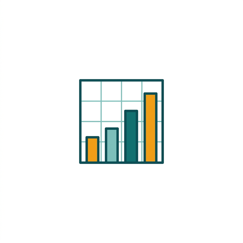 a colorful bar chart with ascending bars on a spreadsheet grid background