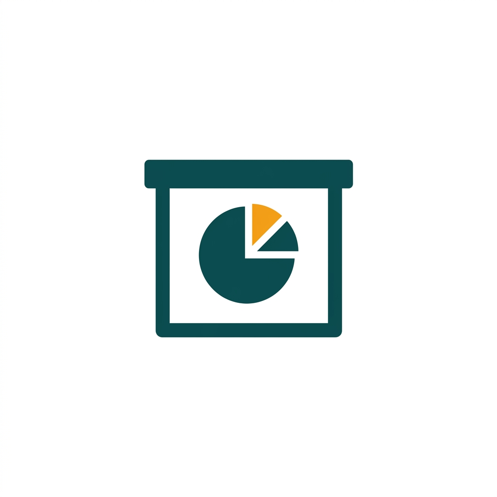 a presentation slide with a title and a simple pie chart graphic