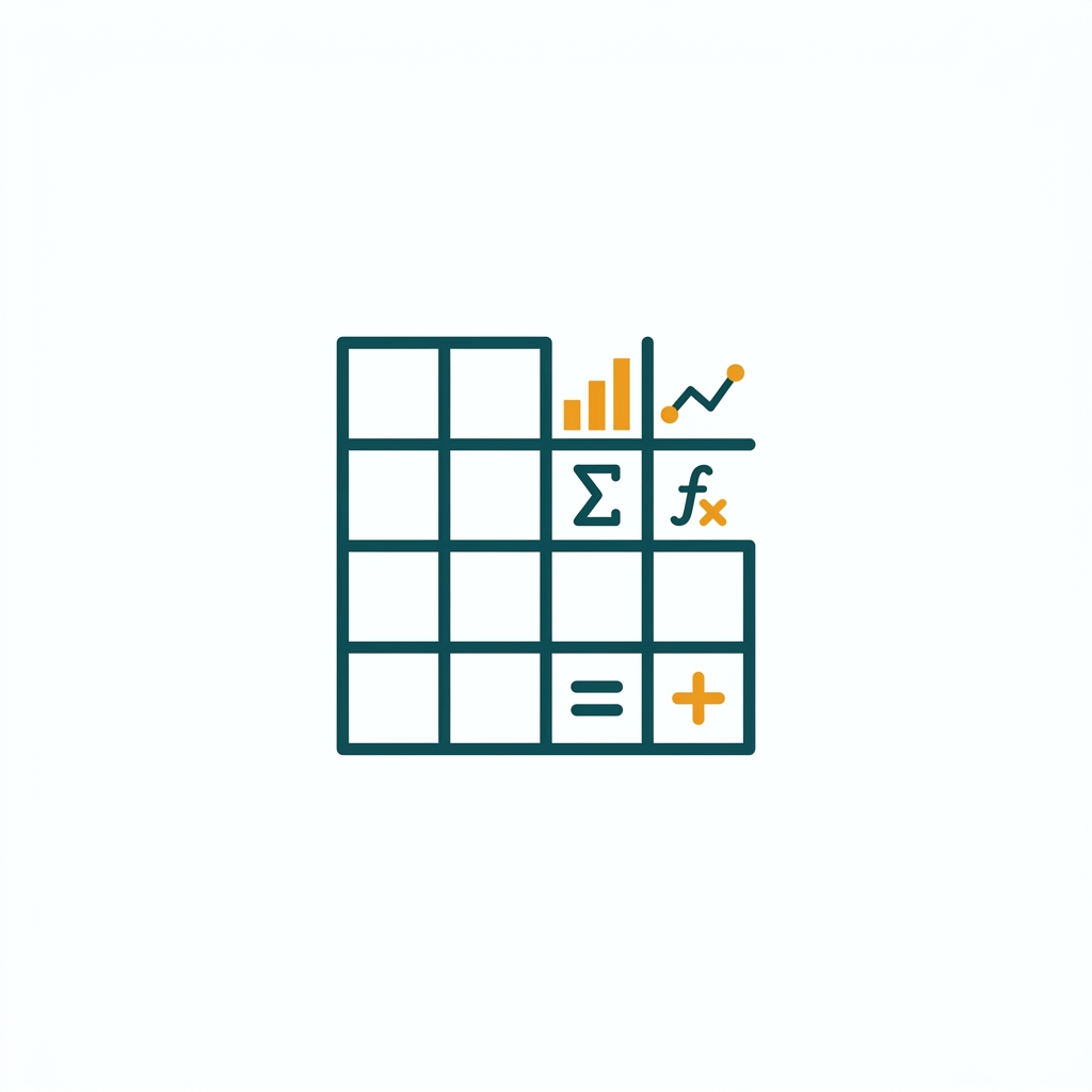 a spreadsheet grid with cells, charts, and calculation formula symbols