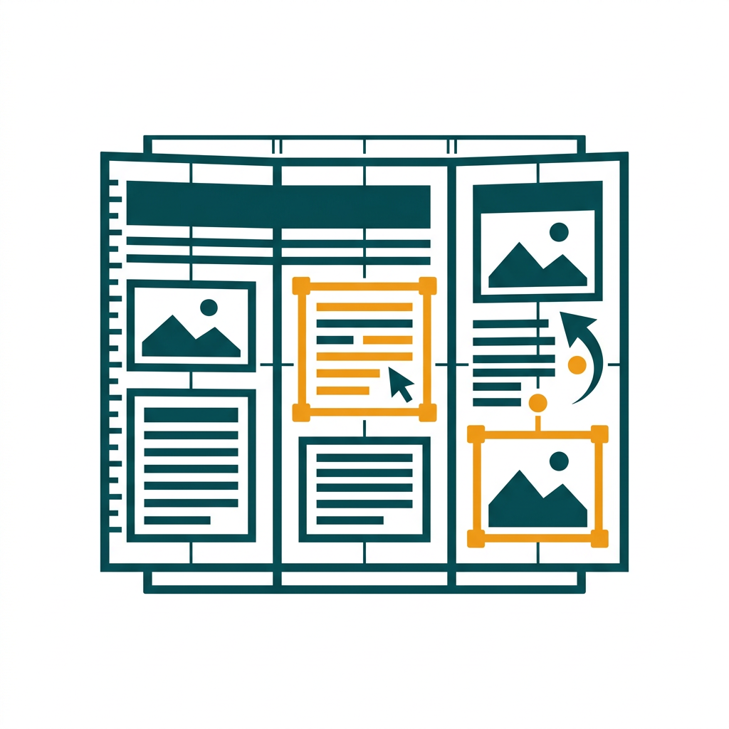 a desktop publishing layout for a brochure with images and text boxes