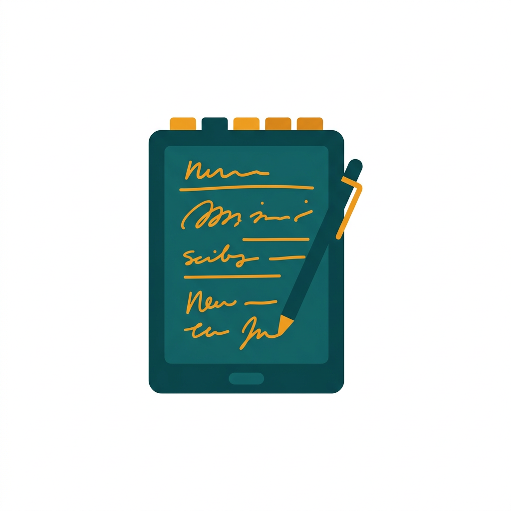 a digital notebook with tabs and handwritten notes on a page