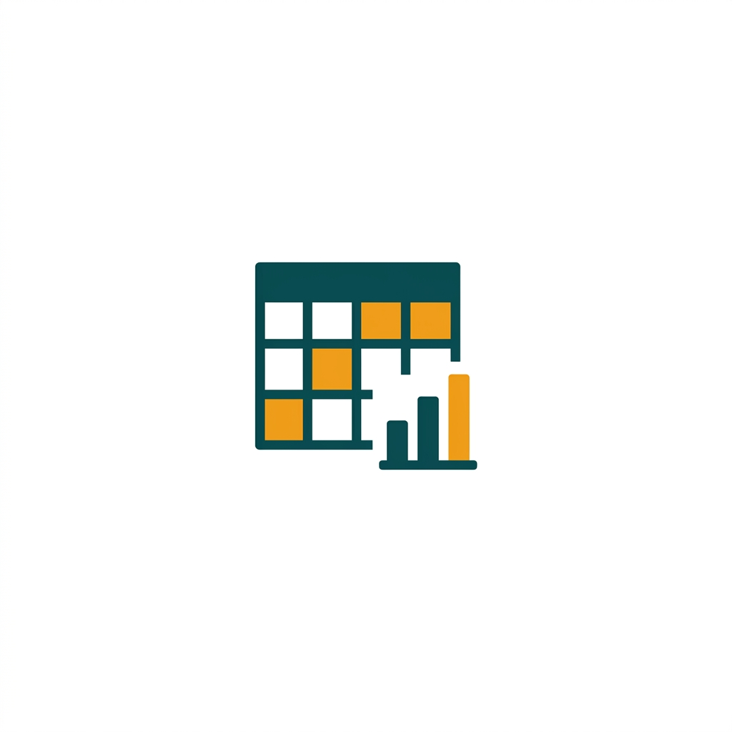 a grid of cells with some highlighted and a small bar chart icon