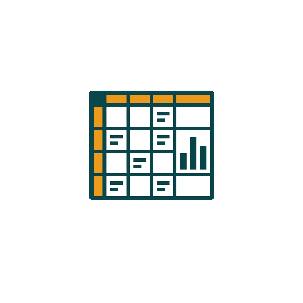 a spreadsheet grid with cells, rows, and a small bar chart icon