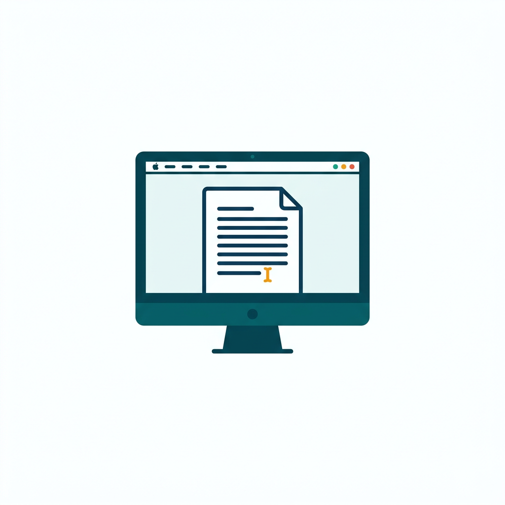 a single open word processor document page with clean text and a blinking cursor on a mac screen