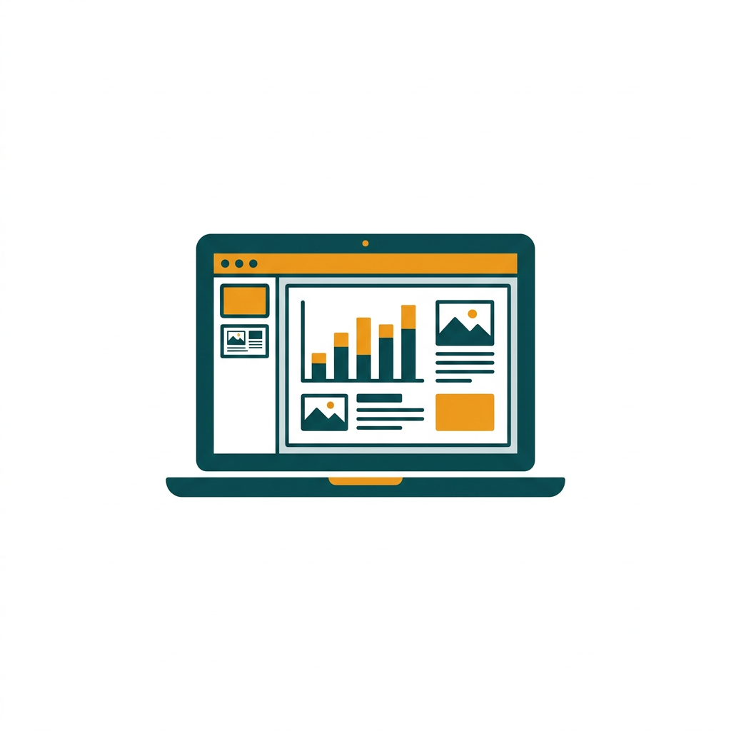 a presentation slide being edited on a mac, showing a bar chart and placeholders for images and text