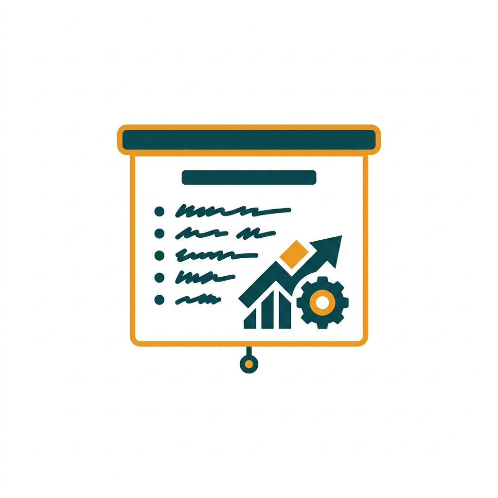 a presentation slide with a title, bullet points, and a simple graphic icon
