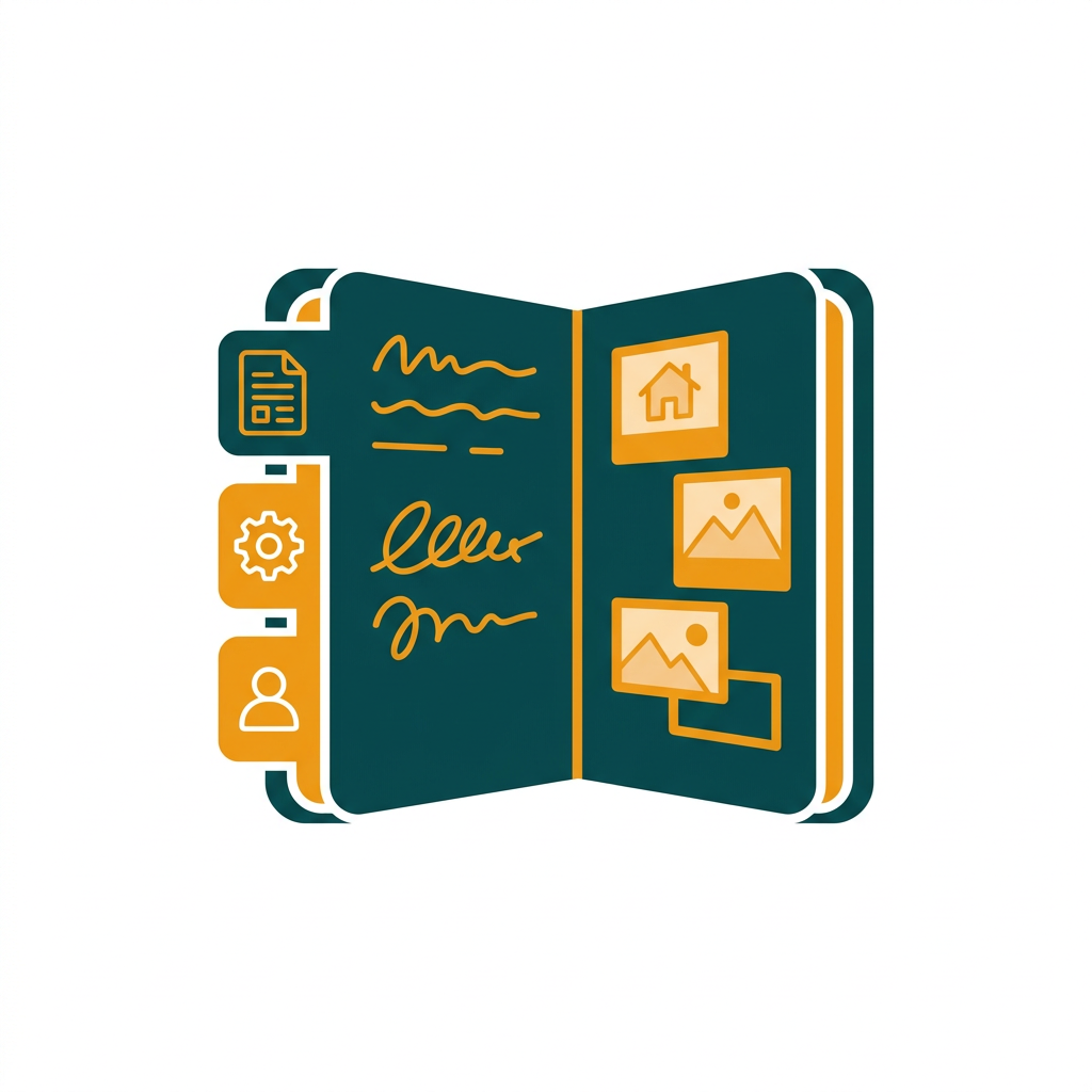 a digital notebook with tabs, handwritten notes, and embedded images
