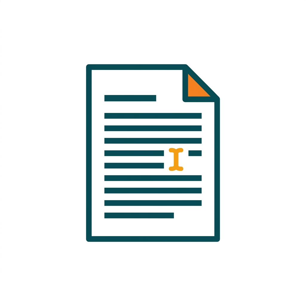 a single open word processor document page with a cursor and lines of formatted text