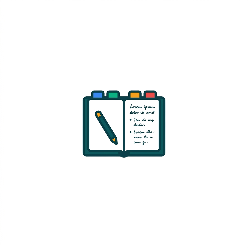 an open digital notebook with different colored tabs and handwritten notes