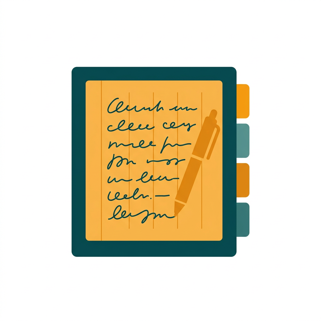 a digital notebook interface with colored tabs for sections and handwritten notes on a page