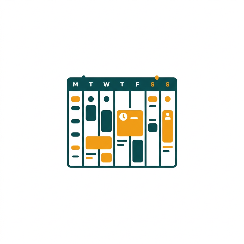 a clean weekly calendar view with scheduled appointments and color-coded events