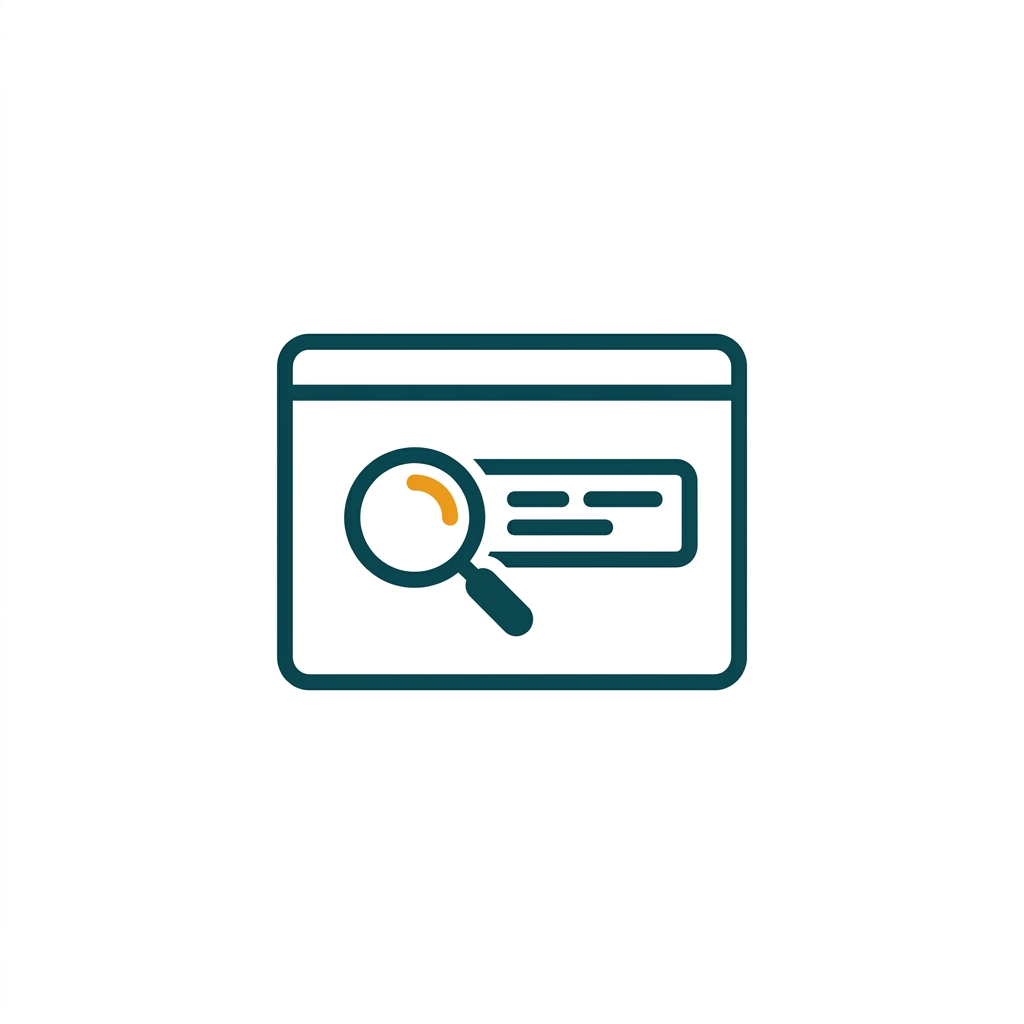 a magnifying glass icon over a search bar with text inside a software interface