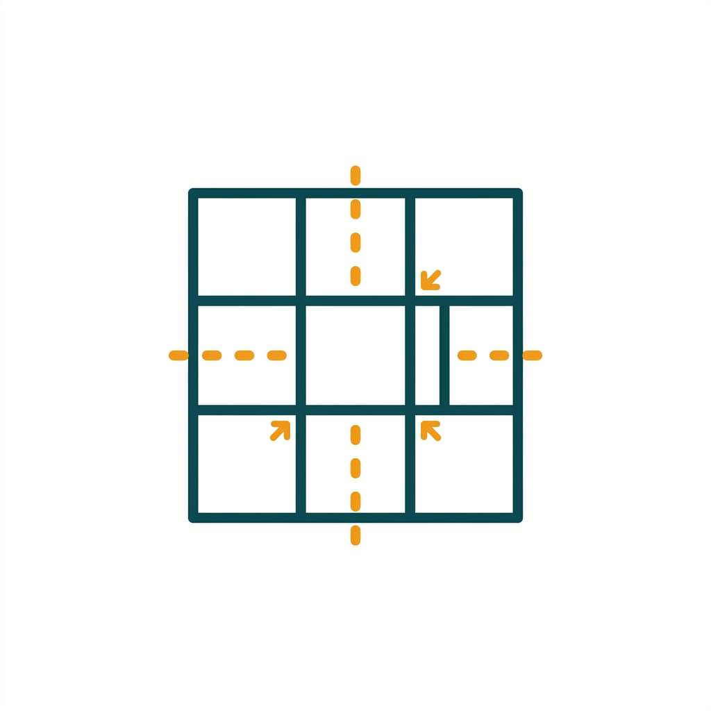 a simple grid with dashed alignment lines snapping an object into place