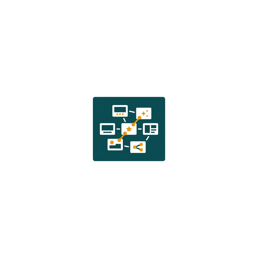 a single presentation slide showing a constellation of smaller thumbnail slides linked together