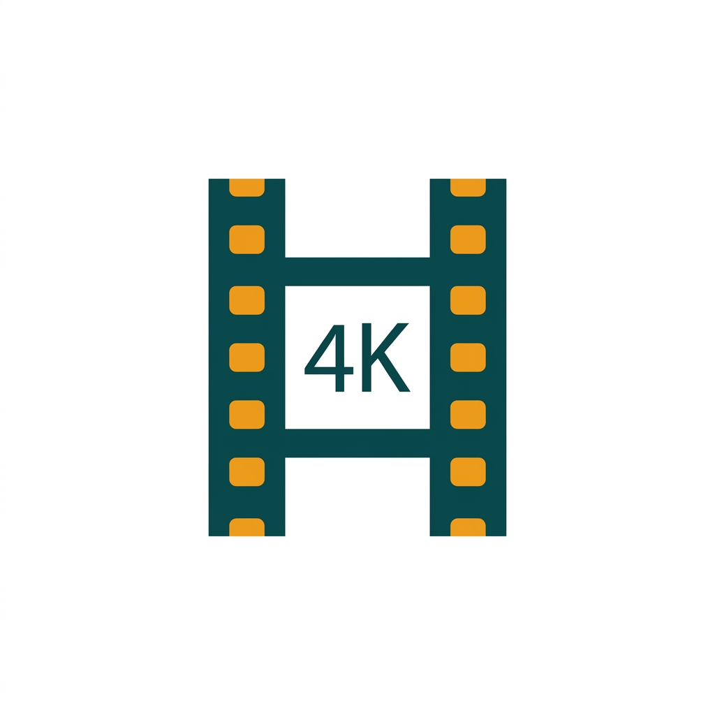 a film strip icon with "4K" written in a small, clean font inside it
