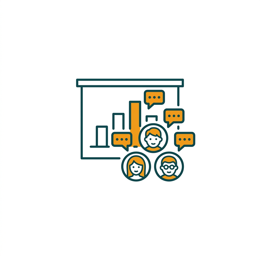 a group of three user avatars with comment bubbles attached to a specific chart element on a slide