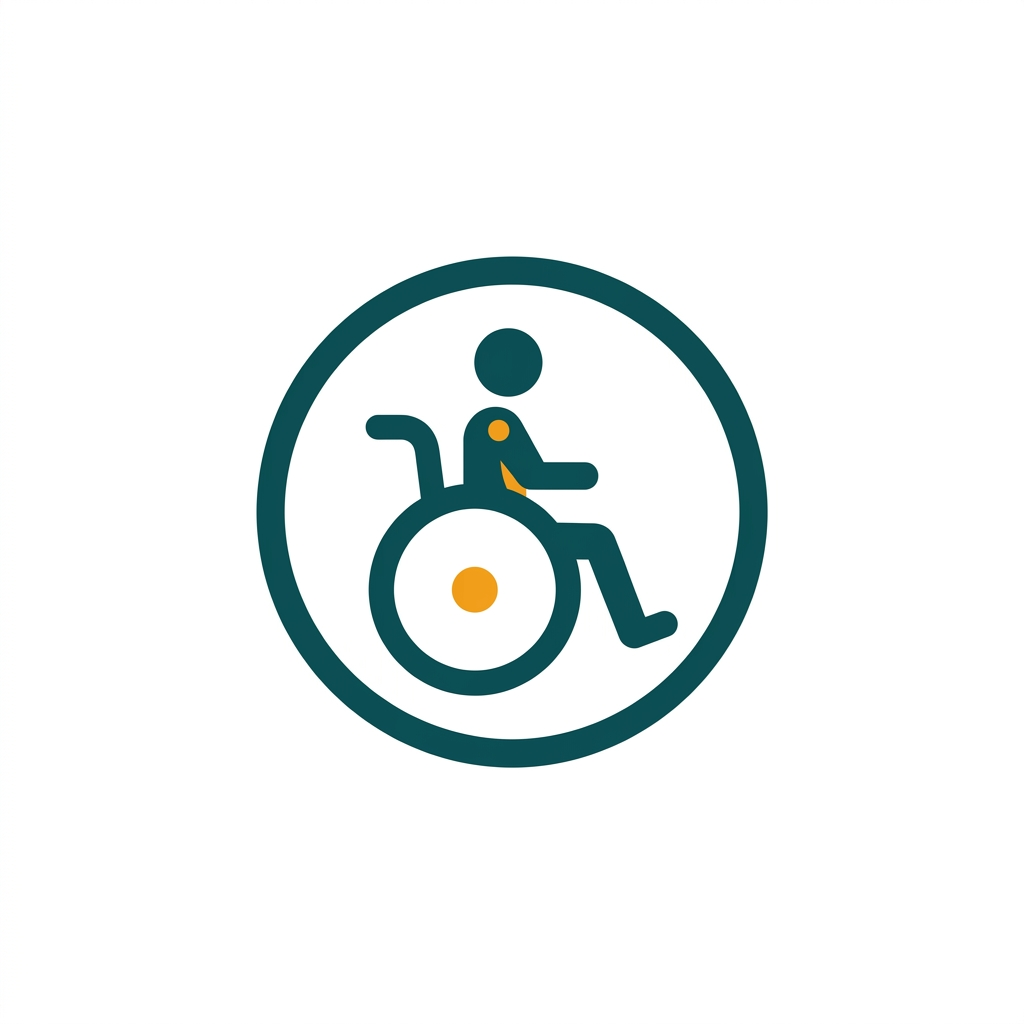 a universal accessibility icon with a stylized human figure