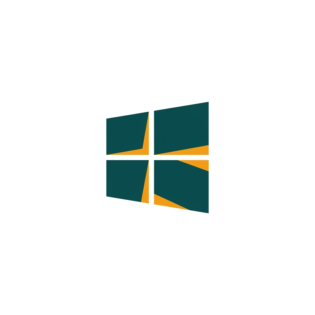 a modern windows operating system logo on a flat surface, minimal vector icon
