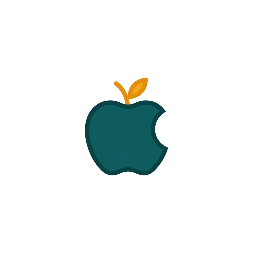 a stylized apple fruit logo representing a mac operating system, clean design